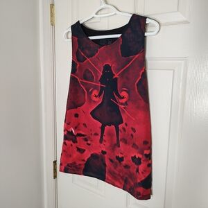 Red and Black Graphic Tank Top